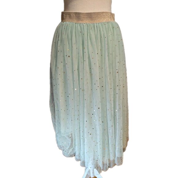 Dresses & Skirts - Elestory Tulle Midi Skirt Women's Large Blue Gold Stars Angelic Fairycore Whimsy